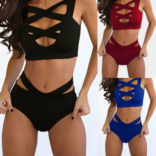 Brazilian Sexy Padded High Waist Hollow Push Up Bikini Set