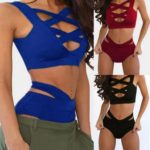 Brazilian Sexy Padded High Waist Hollow Push Up Bikini Set