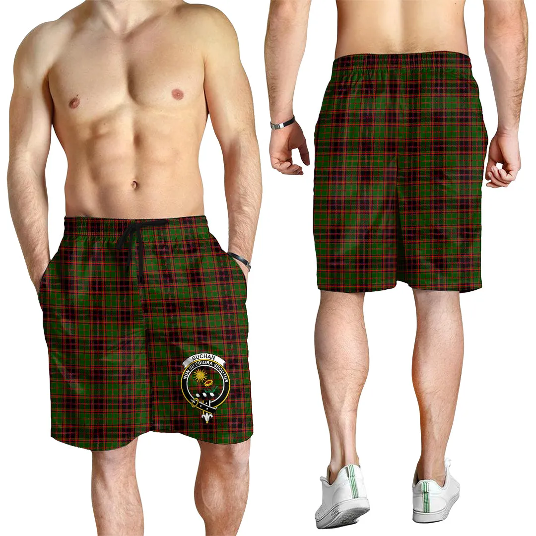 Buchan Tartan Mens Shorts with Family Crest
