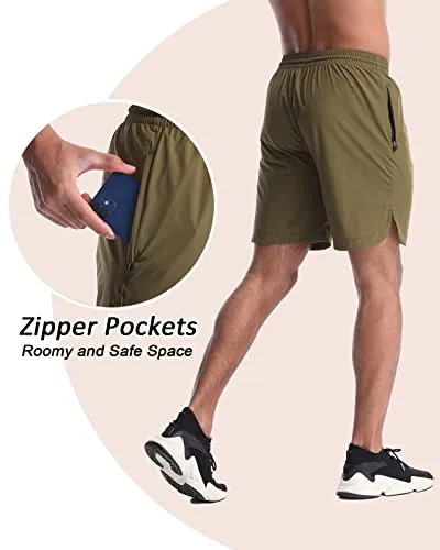 CANGHPGIN Men's Workout Athletic Running Shorts 7 inch Lightweight 2 Pack Basketball Sports Gym Shorts with Pockets