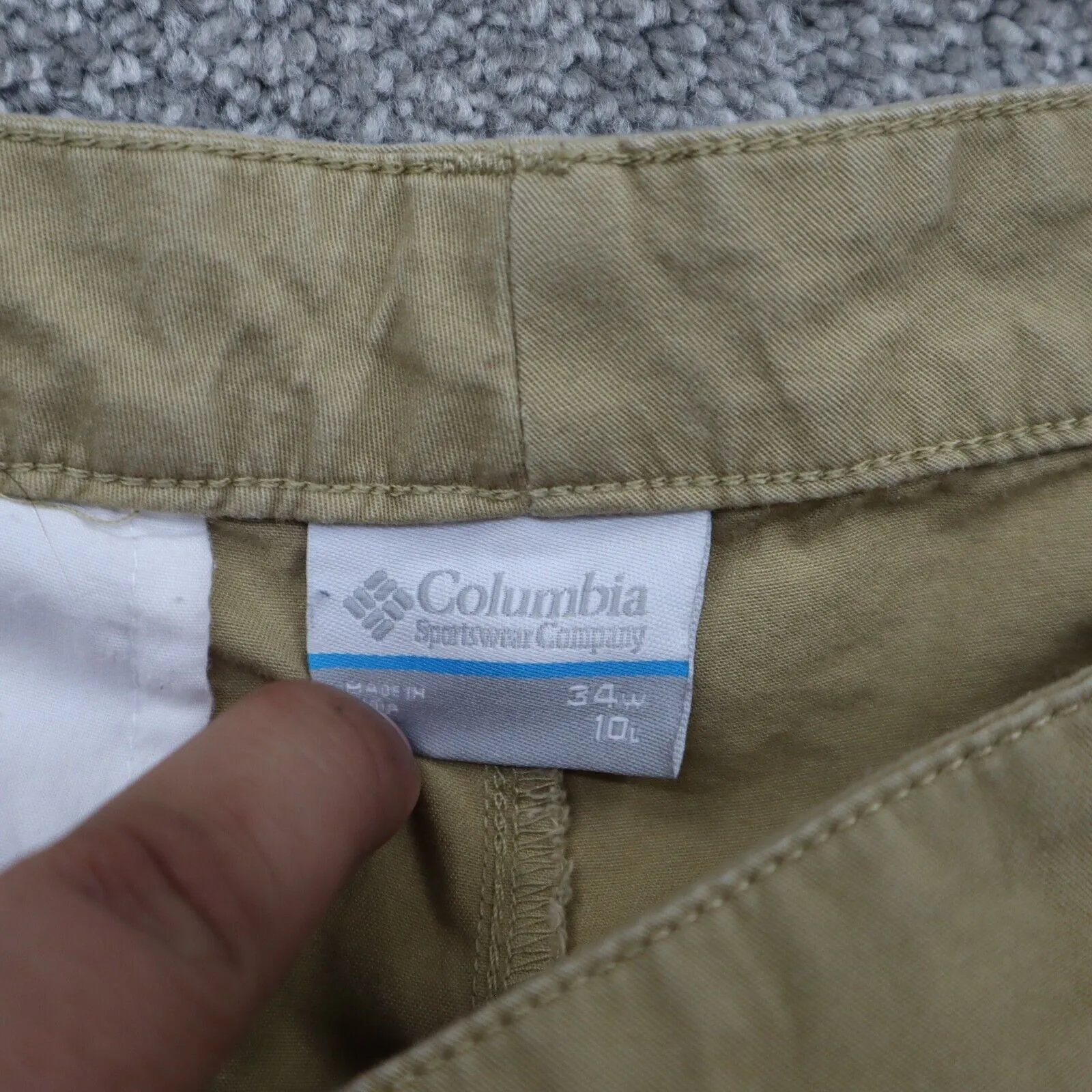 Columbia Mens Casual Chino Shorts Flat Front Mid Rise Pockets Tan Size W34XL10