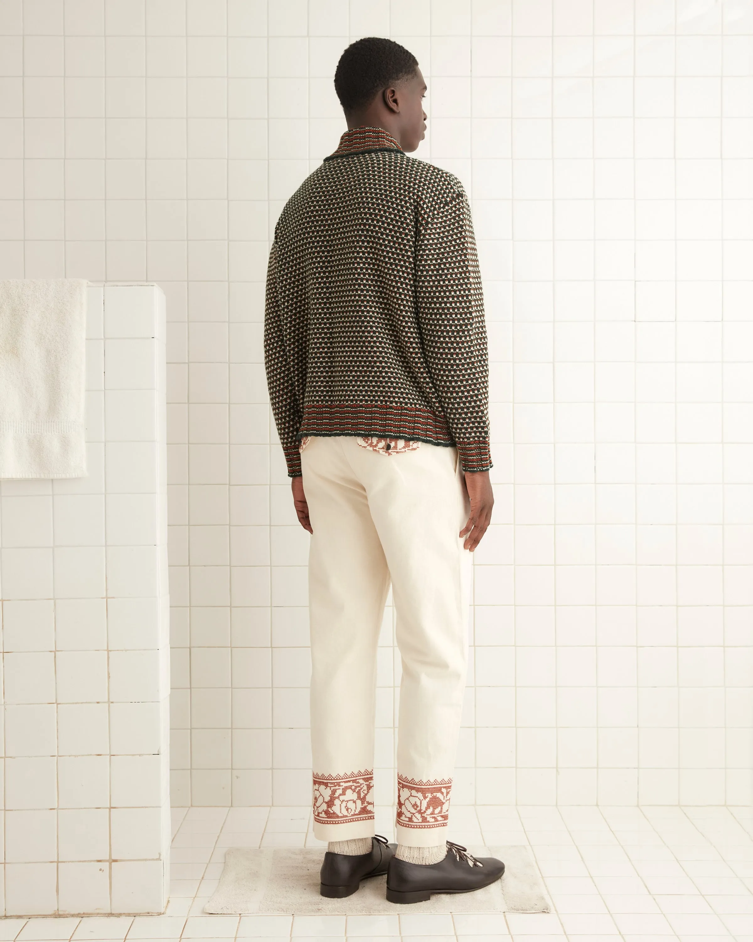 Cross-Stitched Rose Garland Trousers