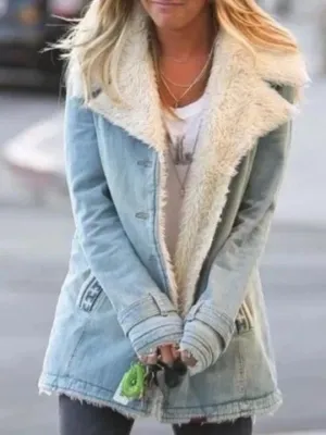 Denim Wool Long Sleeve Warm Outerwear
