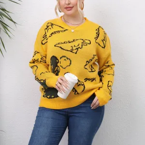 Dinosaur Personality Pullover Wholesale Plus Size Sweater