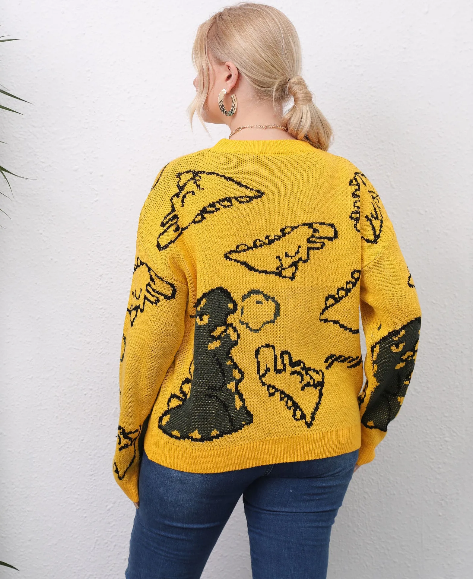 Dinosaur Personality Pullover Wholesale Plus Size Sweater