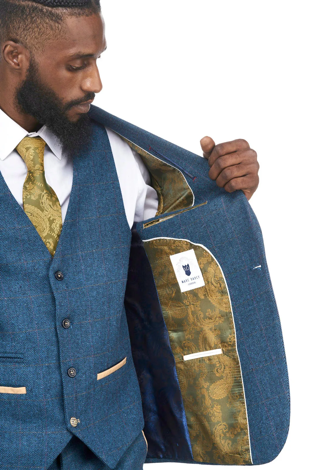 Dion Vintage Blue Tweed Waistcoat :- Tweed Waistcoat