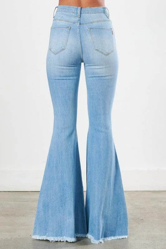Distressed Flare Leg Jeans Womens