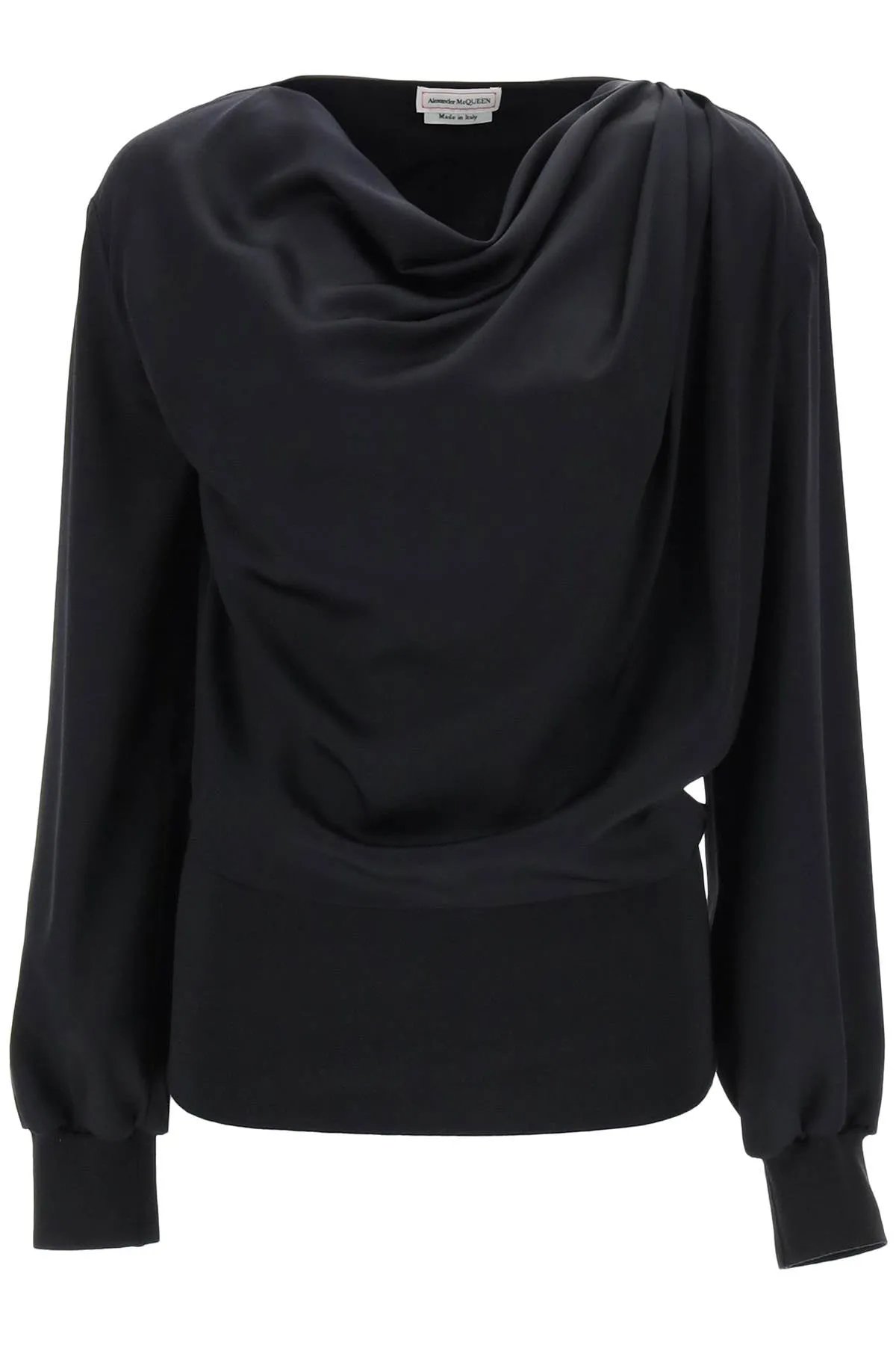 draped blouse in satin 778165 QBAAE BLACK