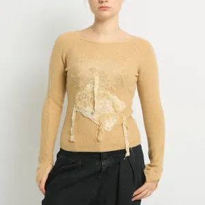 Embroidery Lace Detail Knitted Sweater - UK 8