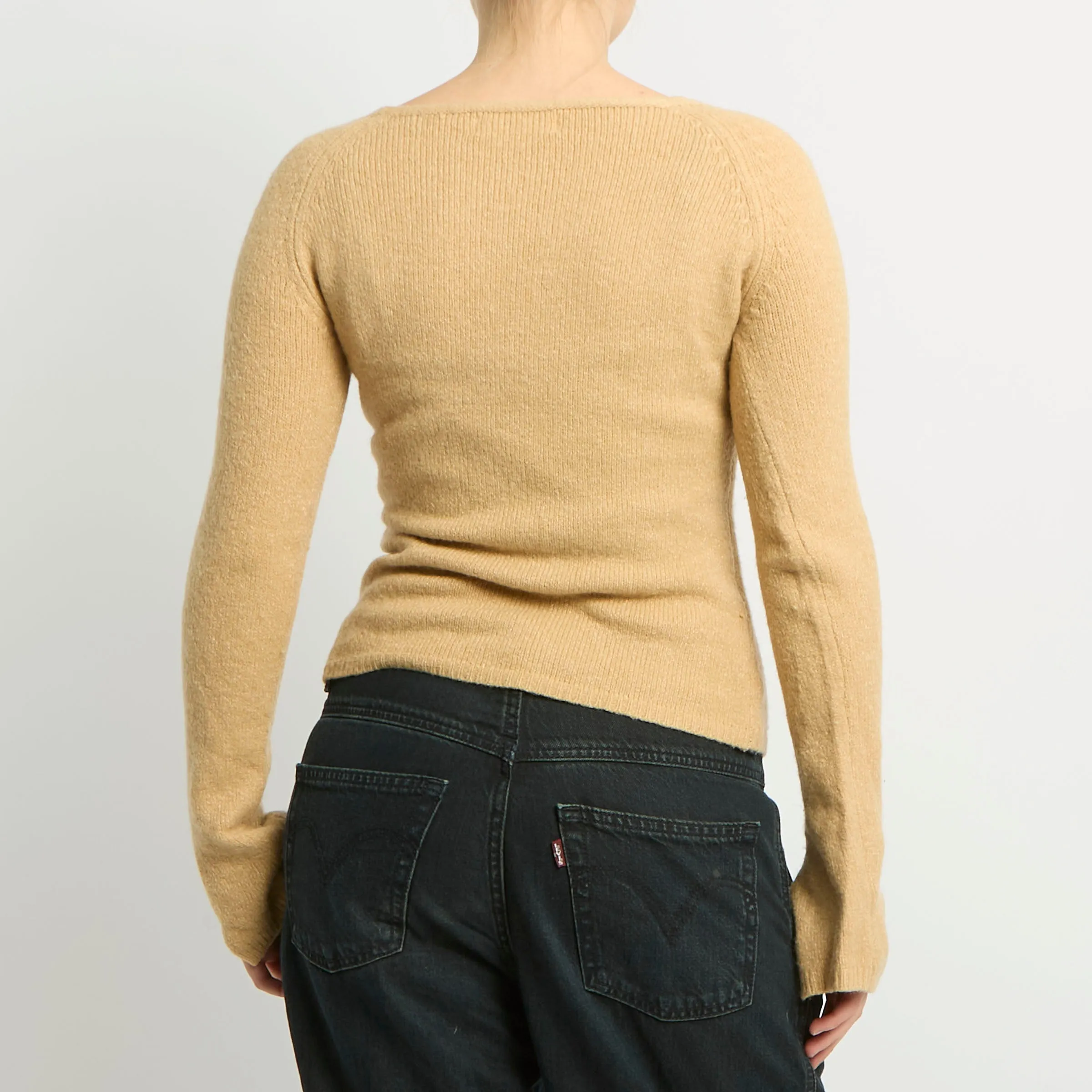 Embroidery Lace Detail Knitted Sweater - UK 8
