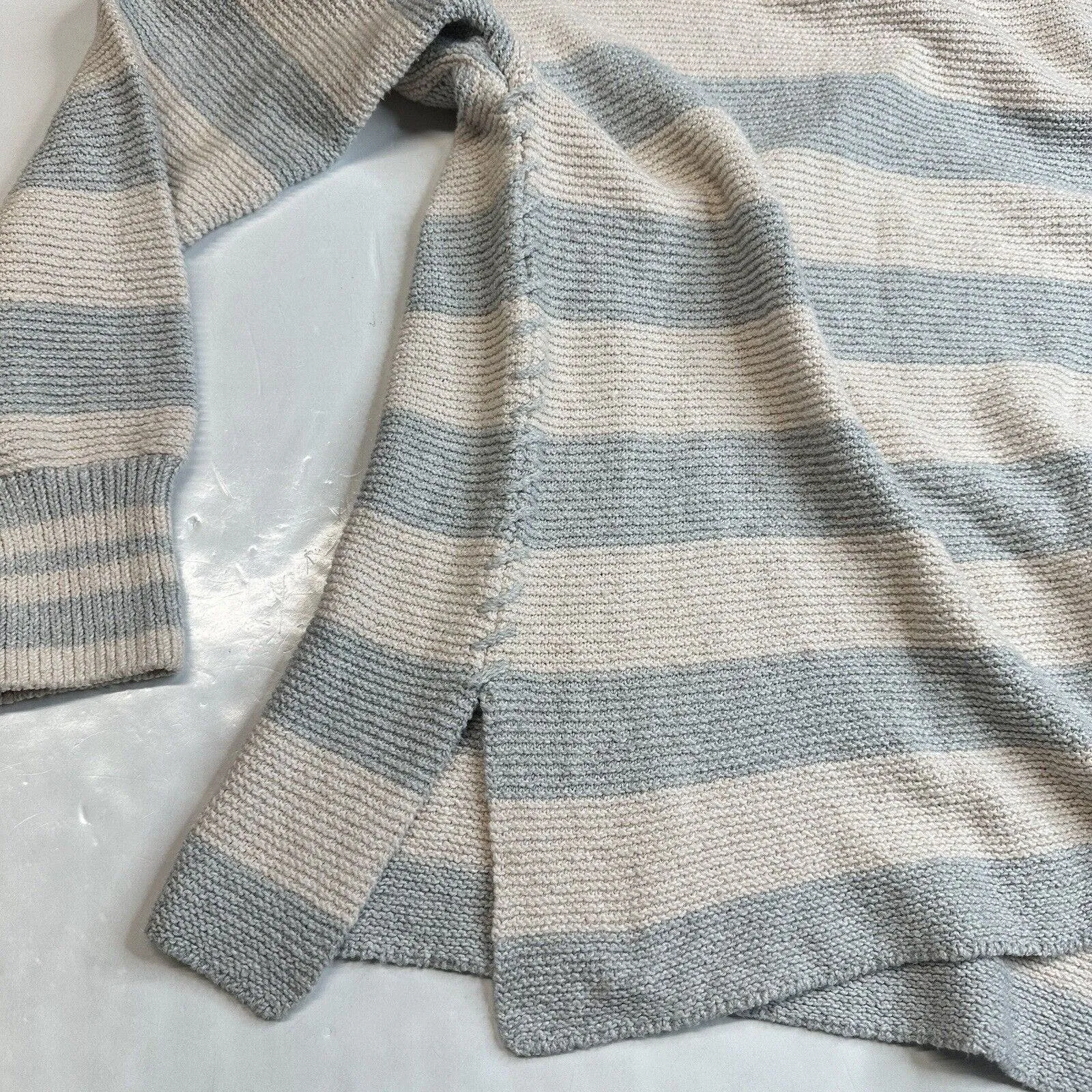 Faherty OJAI Nautical Sweater Womens Large Beige/Blue Stripes Pullover Top *Hole