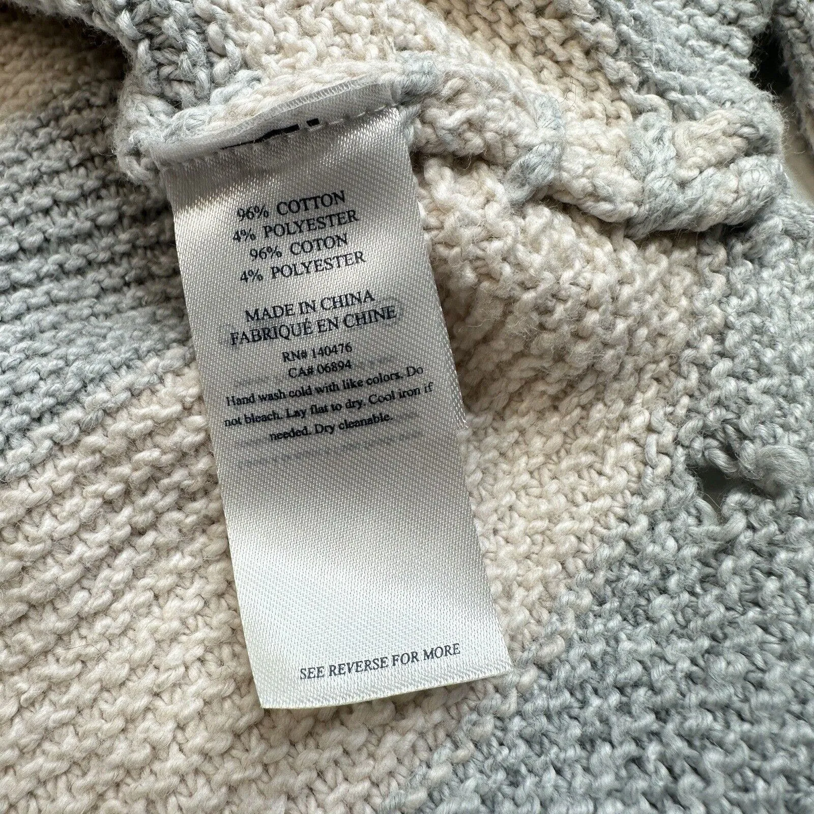 Faherty OJAI Nautical Sweater Womens Large Beige/Blue Stripes Pullover Top *Hole