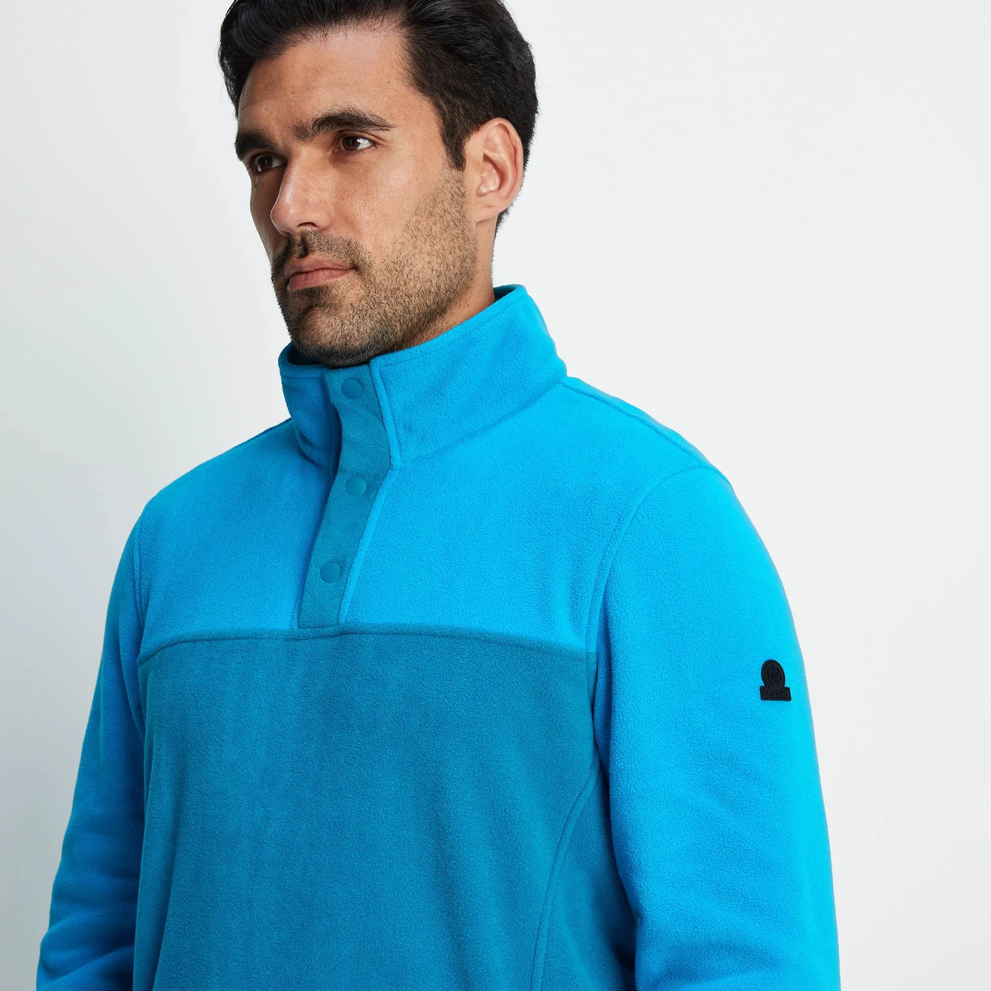 Farlow Mens Press Stud Neck Fleece - Peacock Blue