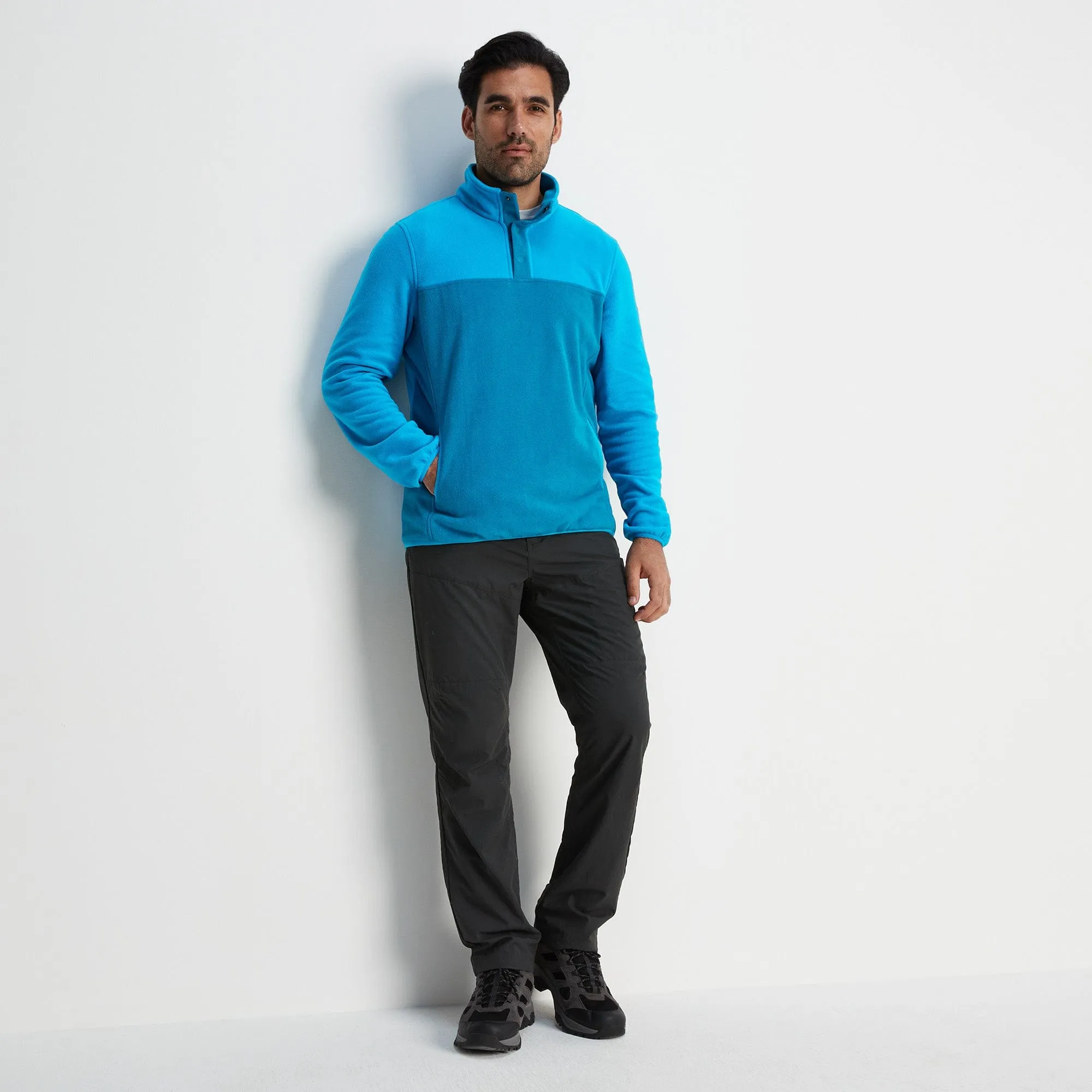 Farlow Mens Press Stud Neck Fleece - Peacock Blue