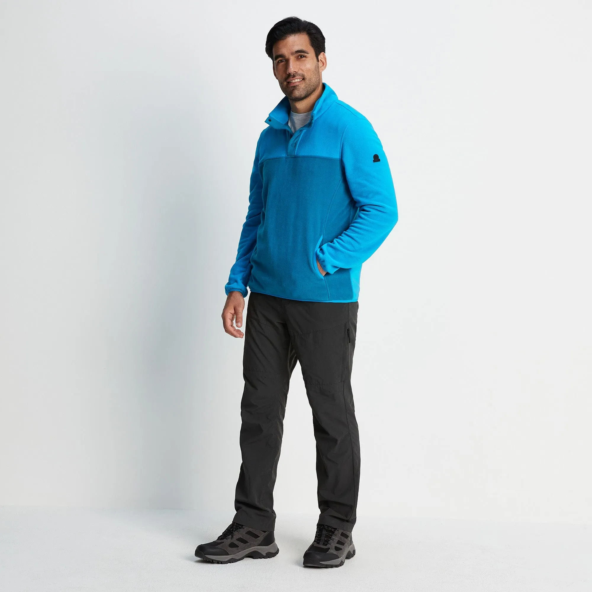 Farlow Mens Press Stud Neck Fleece - Peacock Blue