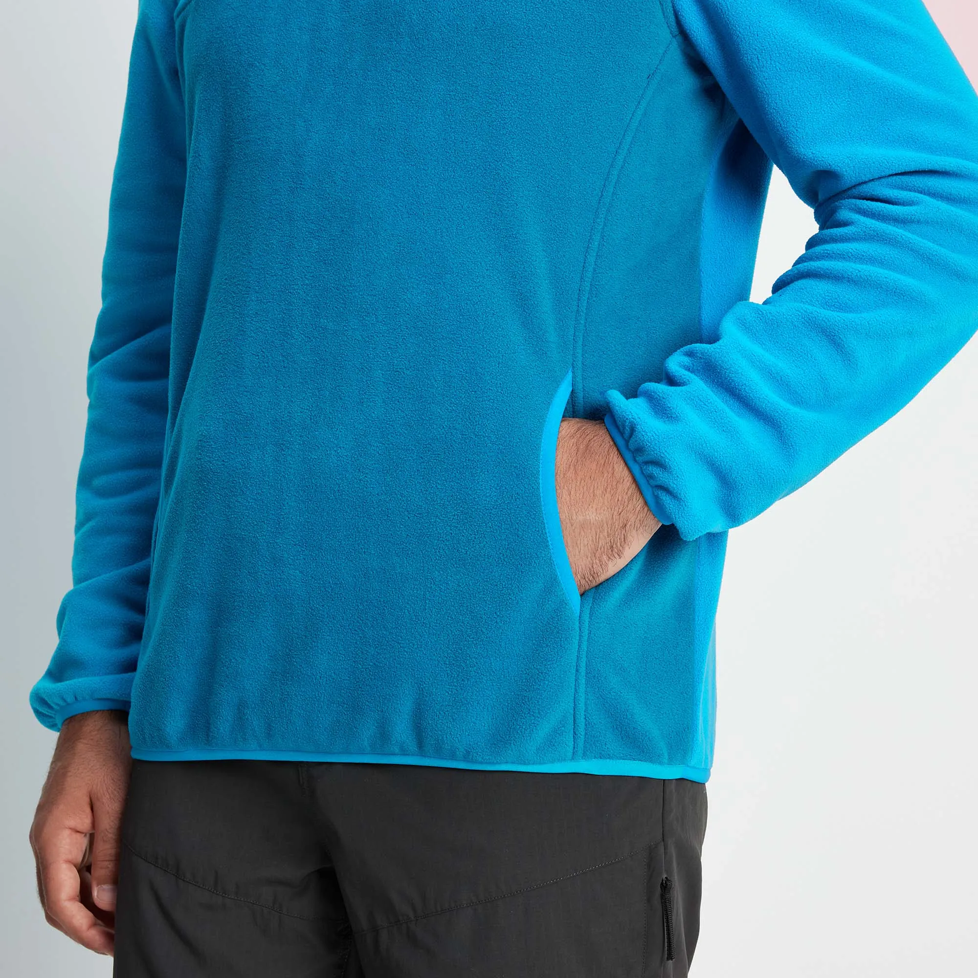 Farlow Mens Press Stud Neck Fleece - Peacock Blue
