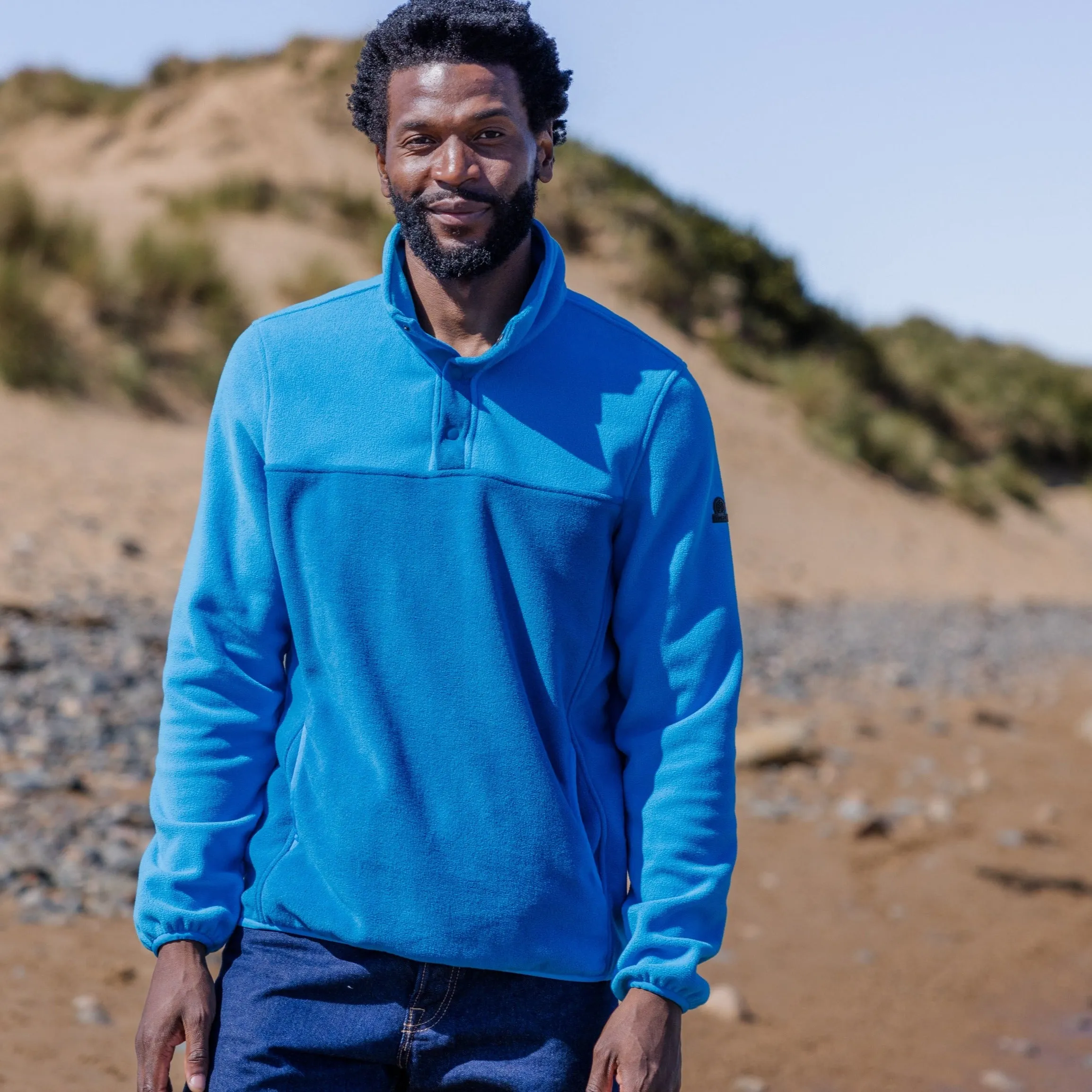 Farlow Mens Press Stud Neck Fleece - Peacock Blue