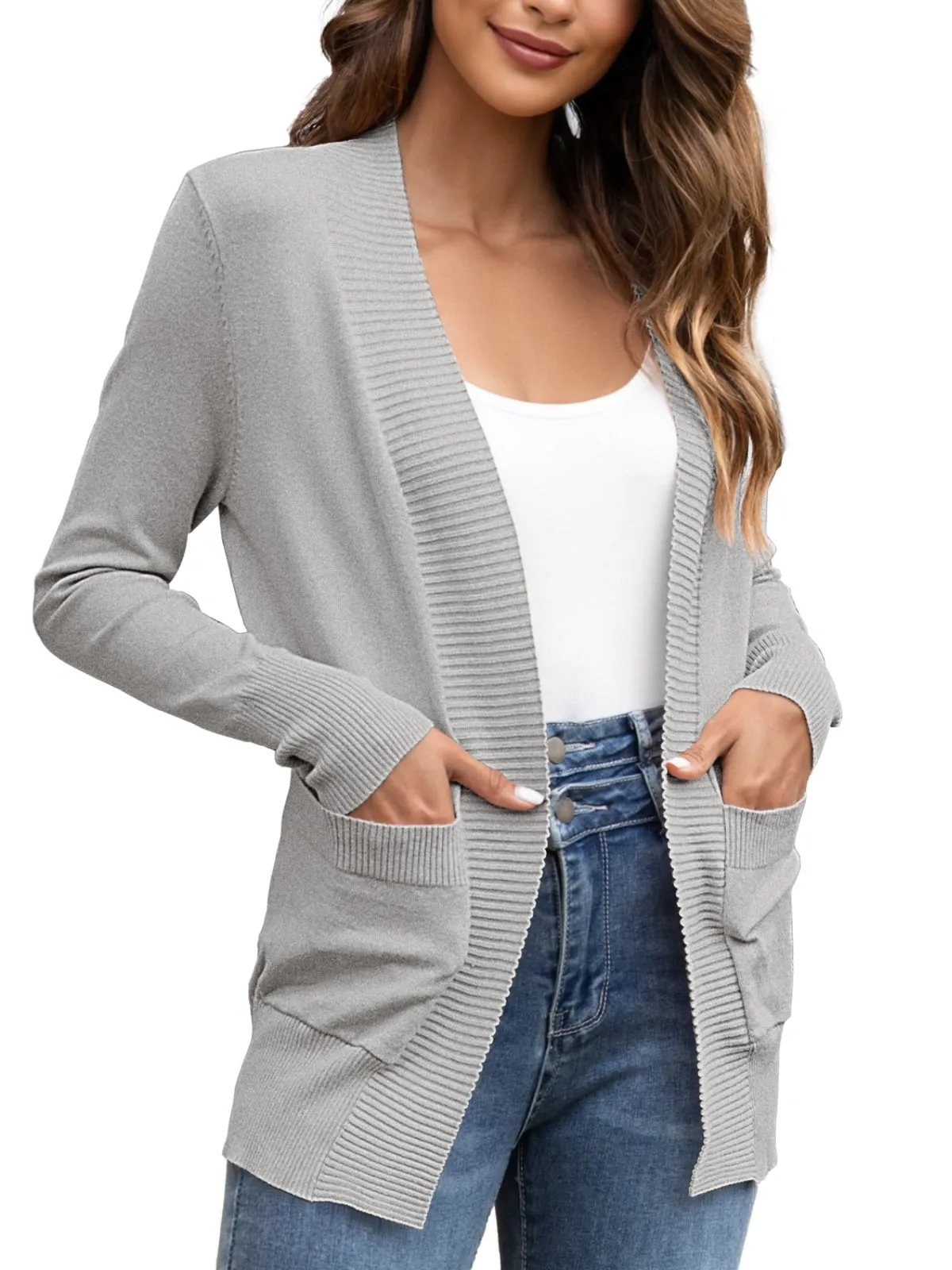 FOLUNSI Women's Cardigan Casual Lightweight Knit Cardigan Sweaters of Female s-2x