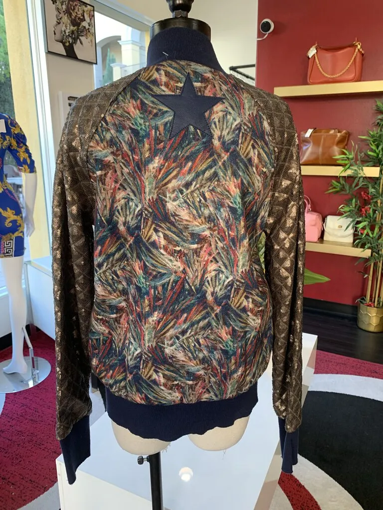 Giorgio Brato Italy Navy Red Bronze Sequin Jacket *est retail $865*