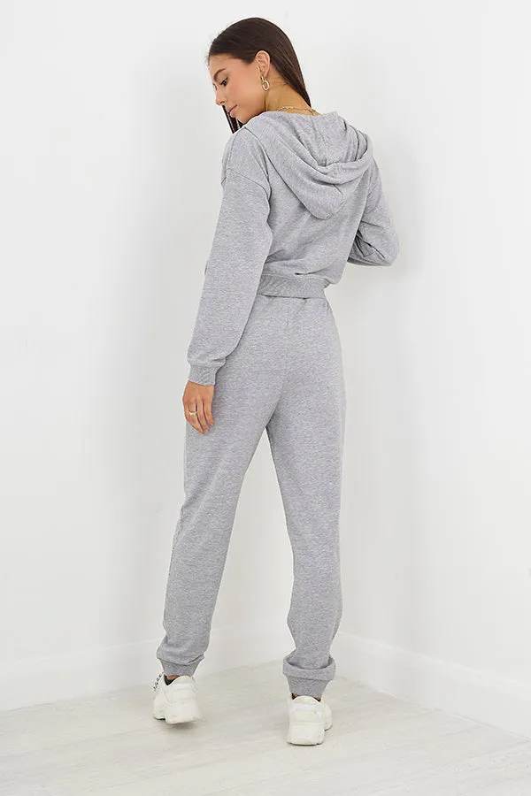 GREY MARL SKINNY DRAWCORD JOGGING BOTTOMS