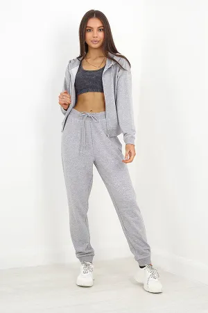 GREY MARL SKINNY DRAWCORD JOGGING BOTTOMS