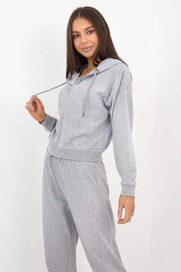 GREY MARL SKINNY DRAWCORD JOGGING BOTTOMS