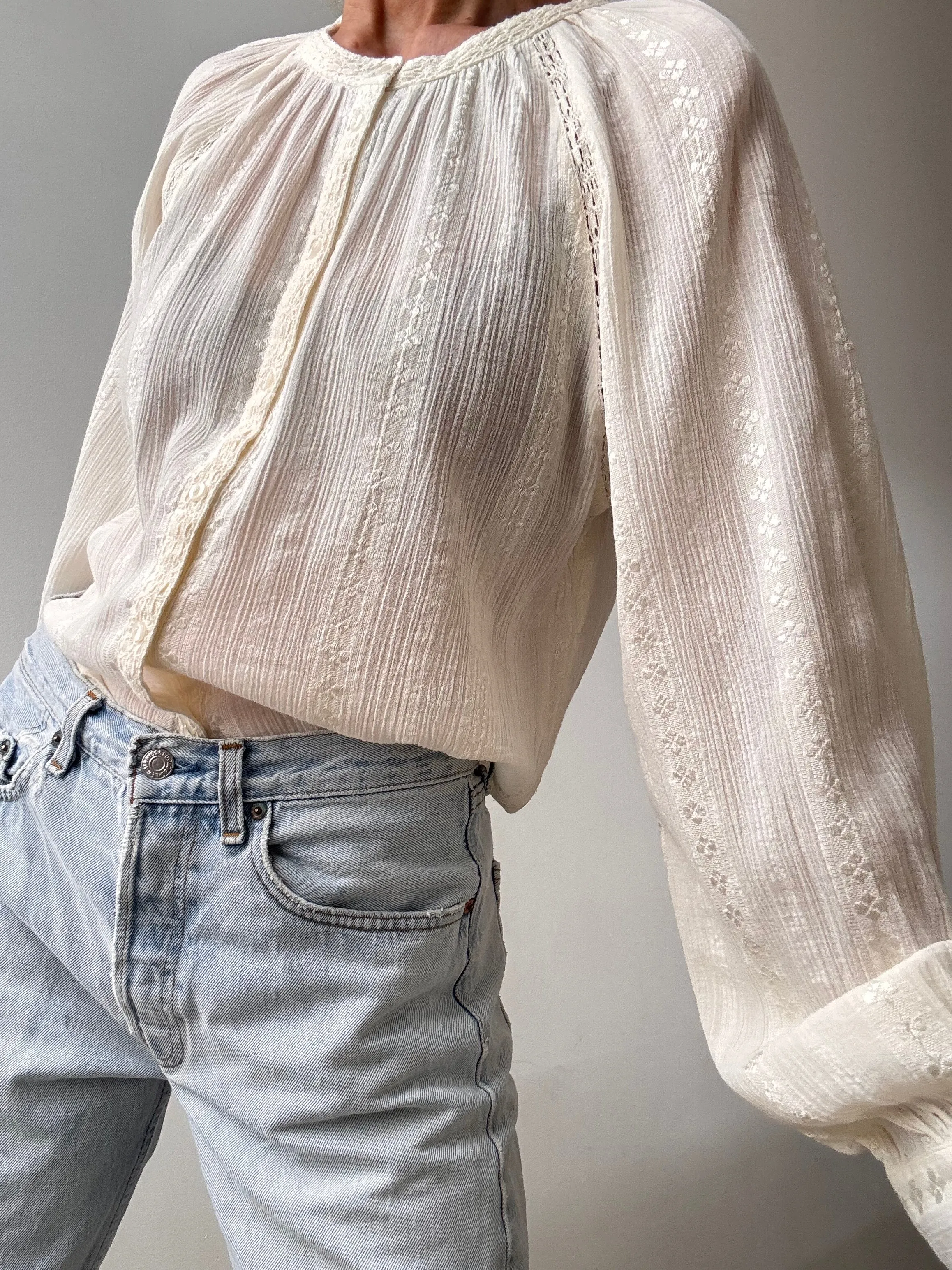 Ibiza Shirt With Crochet Cream