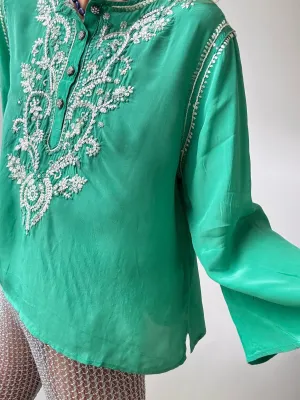 Jewel Green Embroidered Top