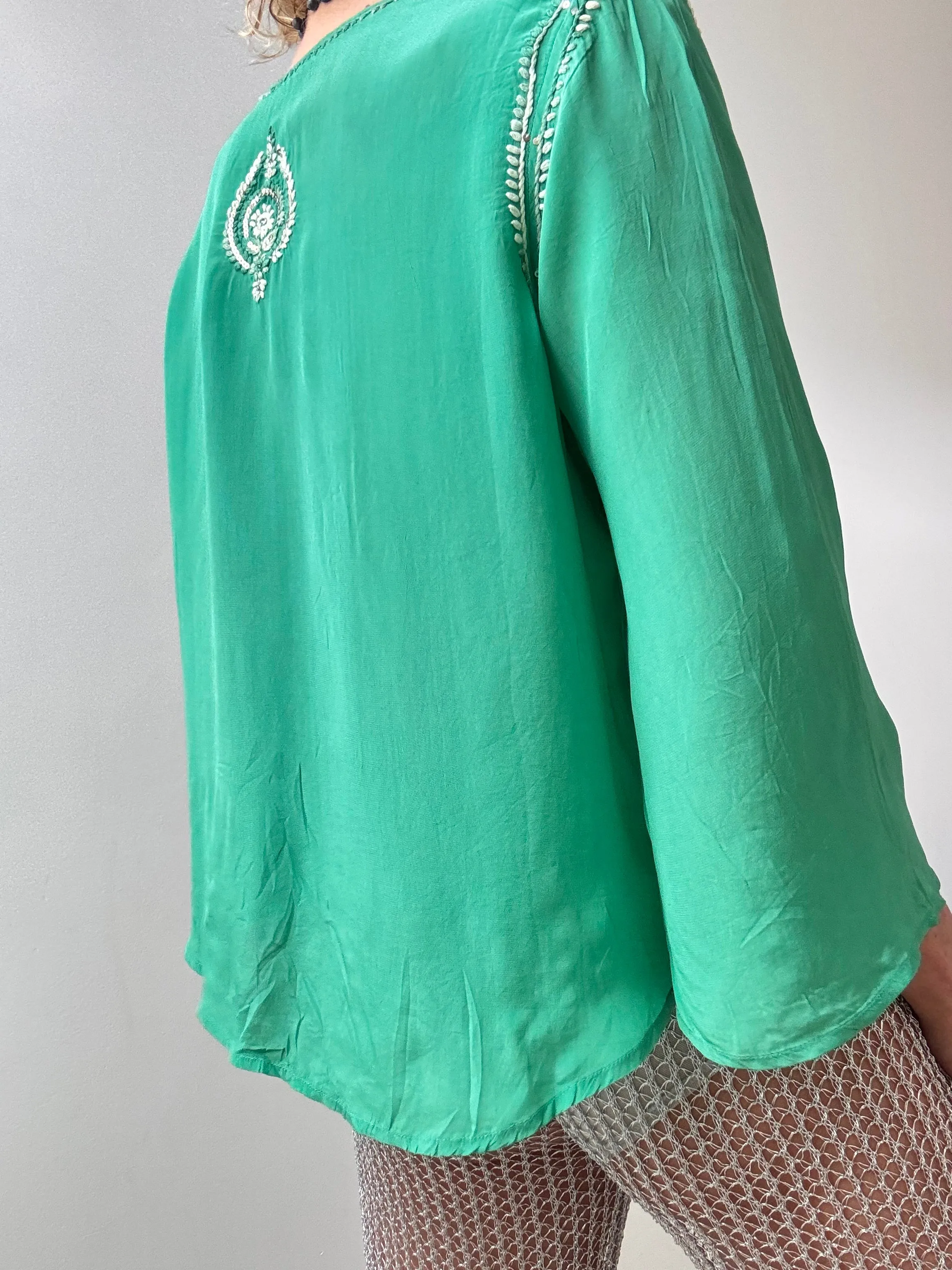 Jewel Green Embroidered Top
