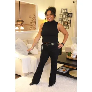 Kiara Ribbed Turtleneck Sleeveless Top
