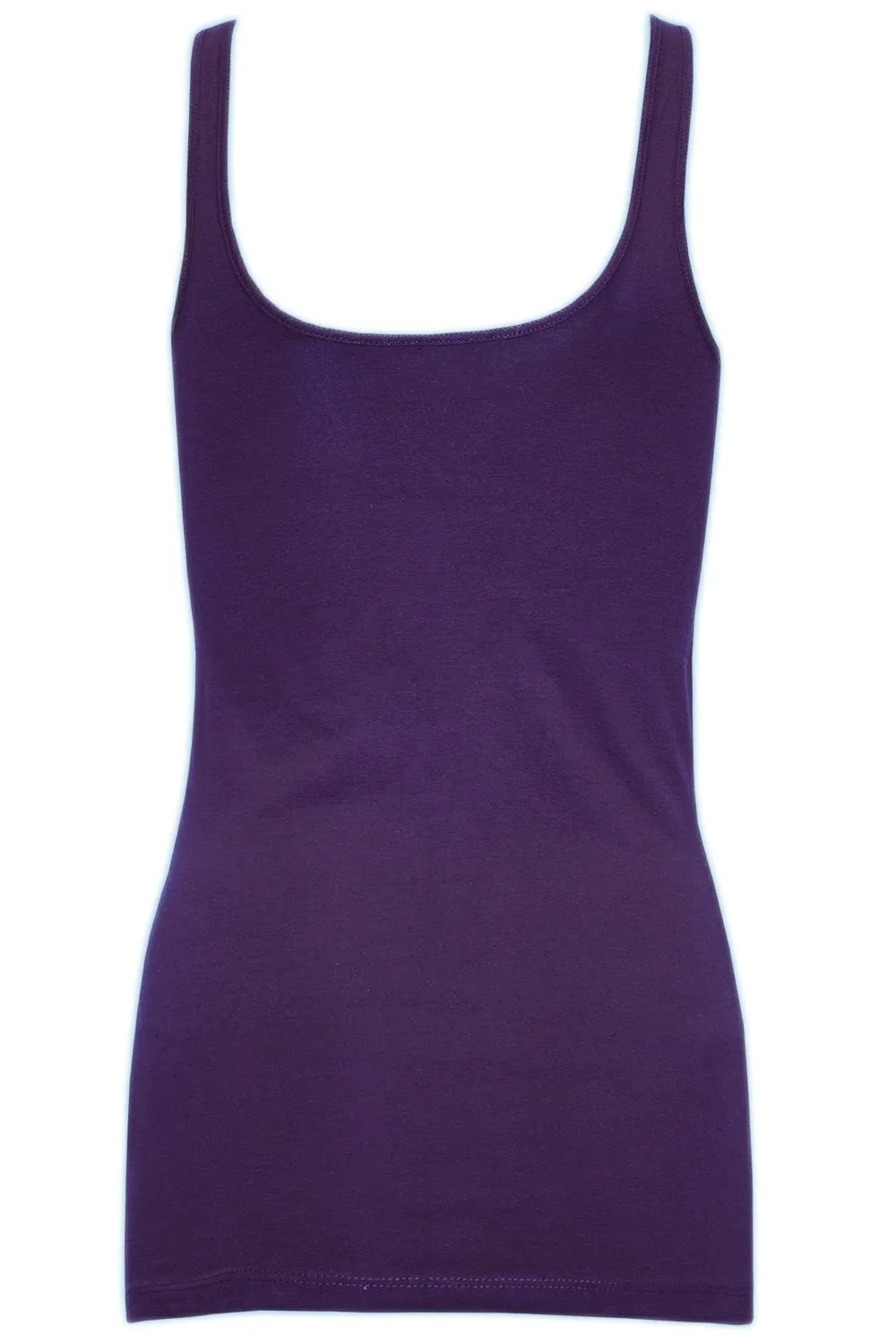 Ladies Vest Long Line Jersey Sleeveless Camisole Tank Top