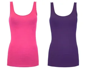 Ladies Vest Long Line Jersey Sleeveless Camisole Tank Top