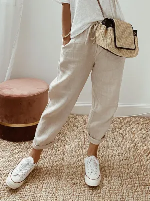 Loose Plain Casual Cotton Pants AH100