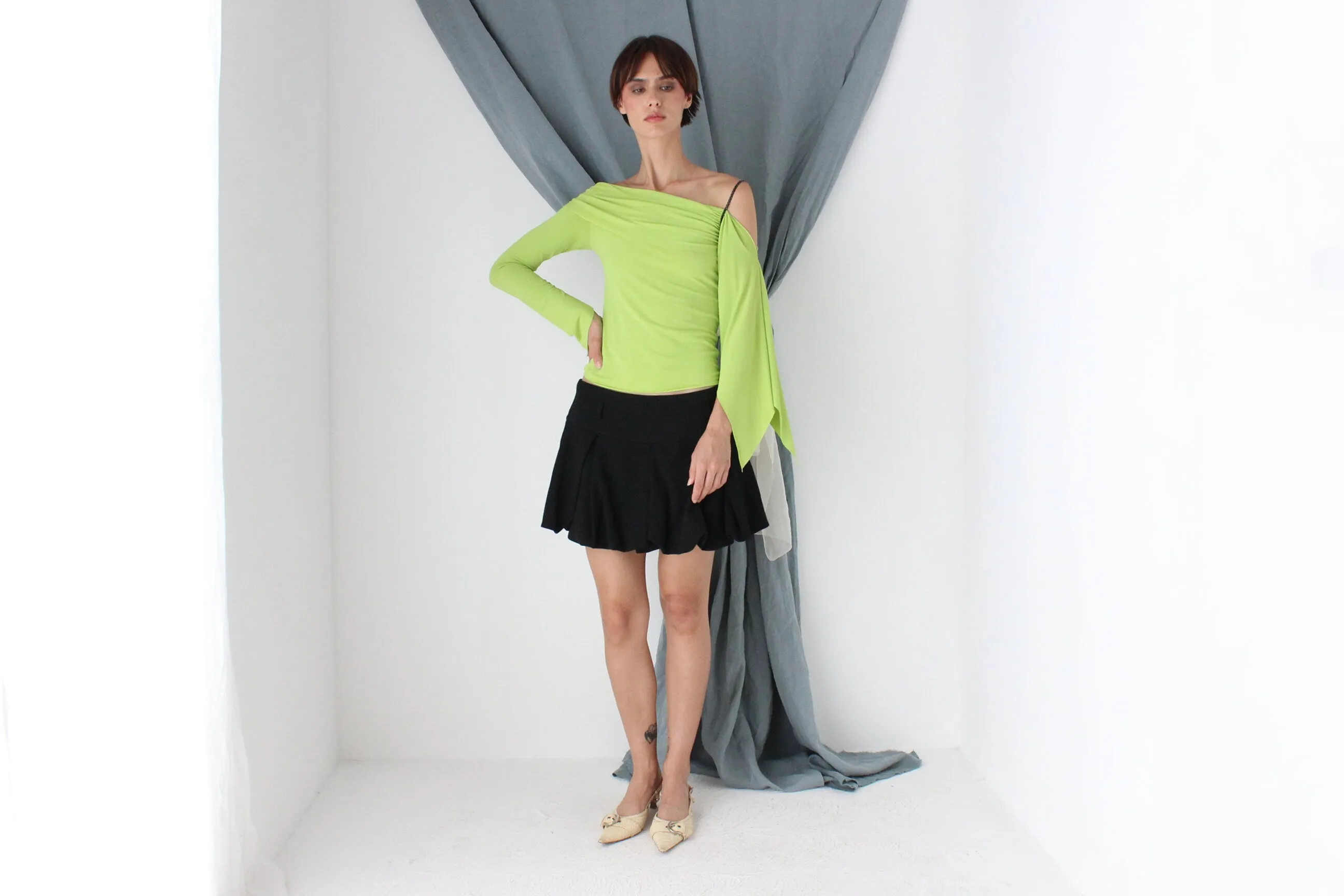MADE IN ITALY 2000s Bubble Hem Mini Skirt