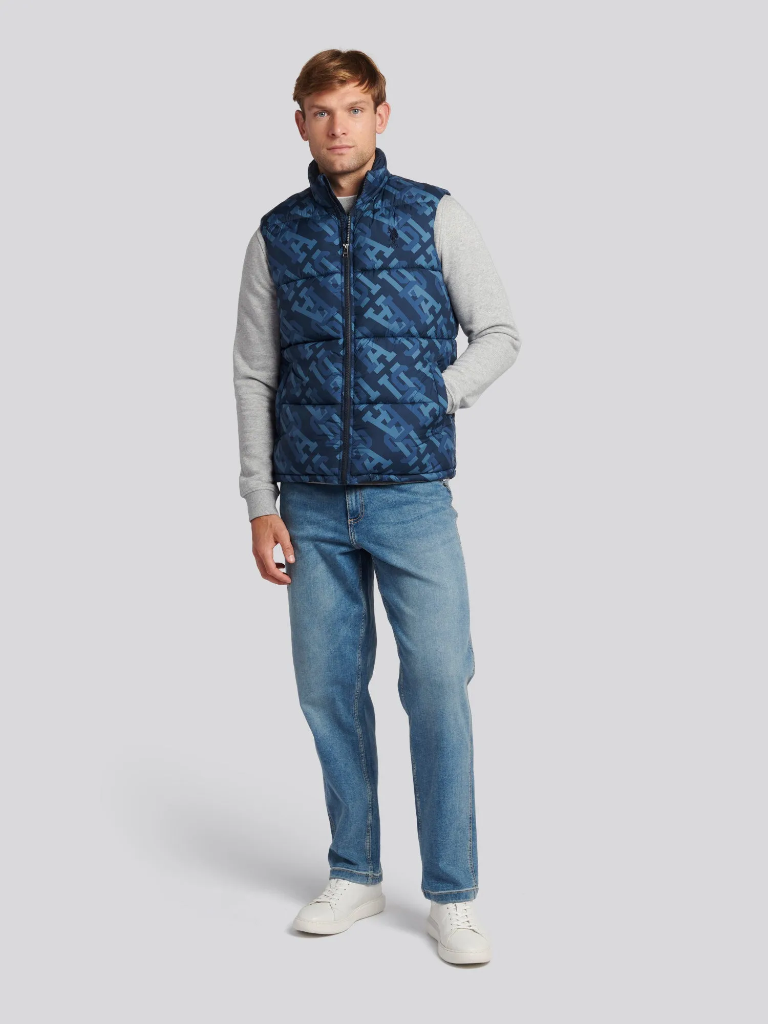 Mens Monogram Gilet in Navy Blue