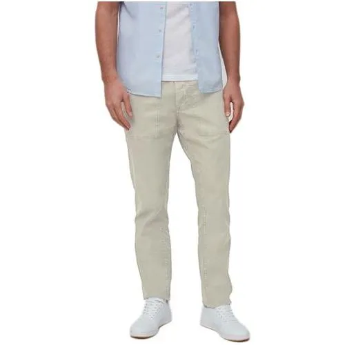 Mens Straight Fit Linen Blend Trousers