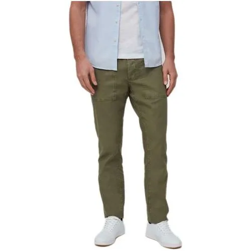 Mens Straight Fit Linen Blend Trousers