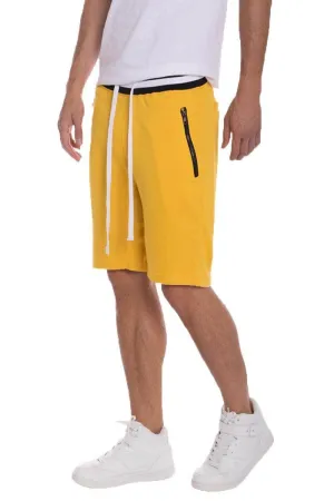 Mens Yellow With Black Stripe French Terry Drawstring