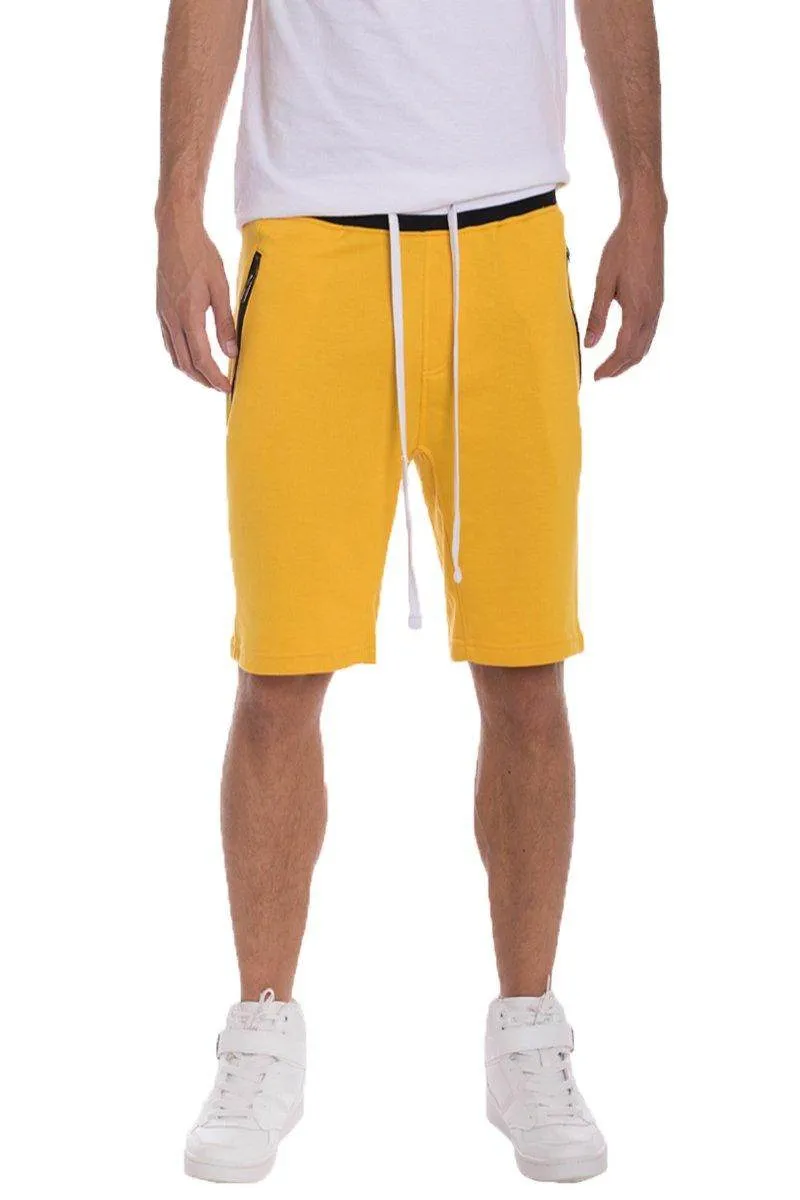 Mens Yellow With Black Stripe French Terry Drawstring