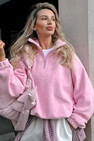 Pink Outerwear Sweatshirt