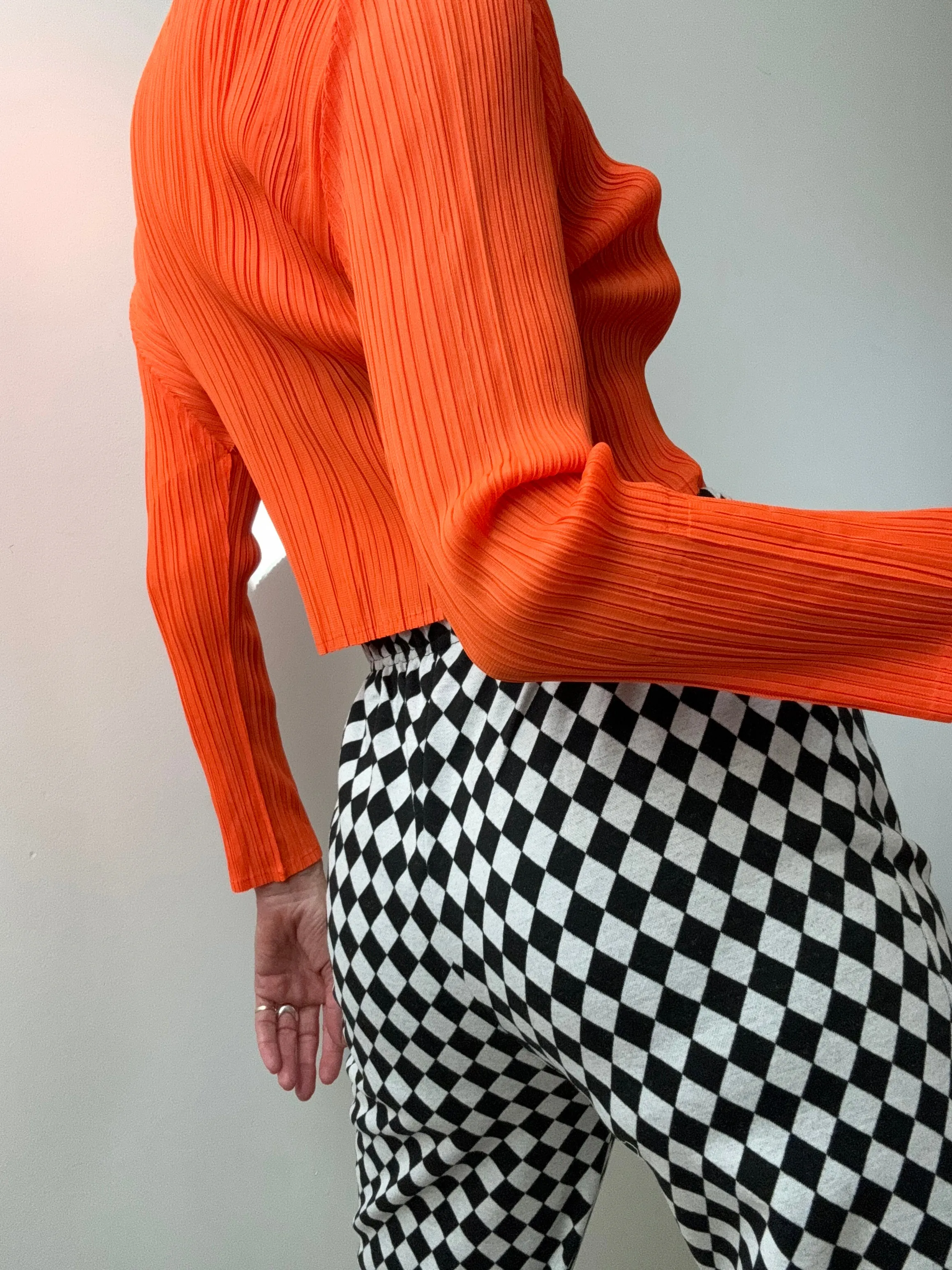 Pleat Me Long Sleeve Crop Top Tangerine