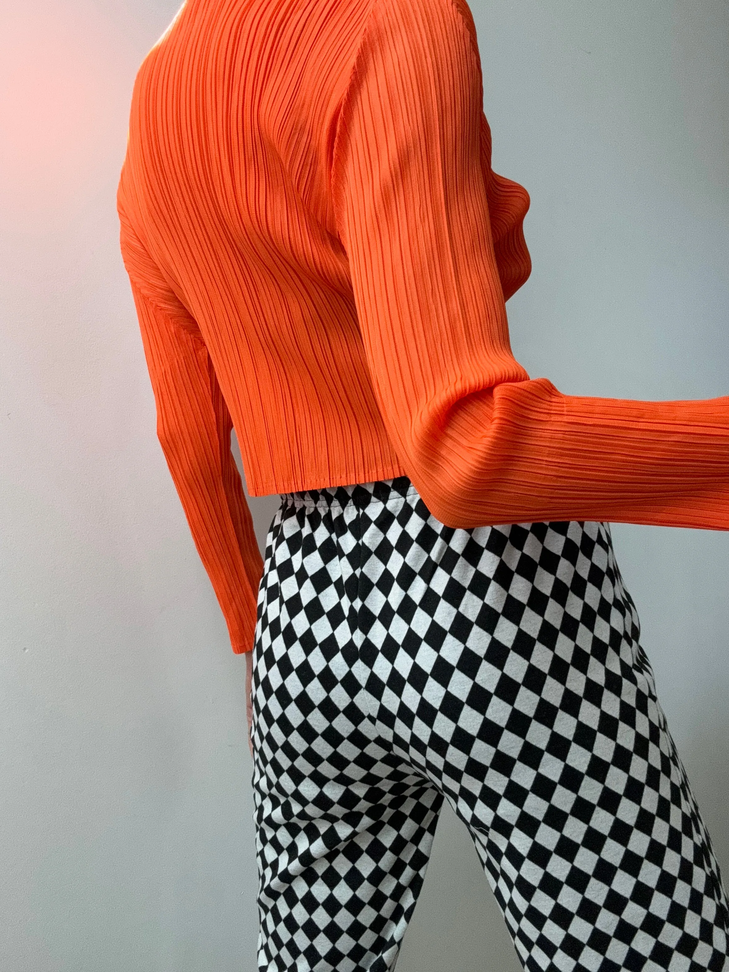 Pleat Me Long Sleeve Crop Top Tangerine