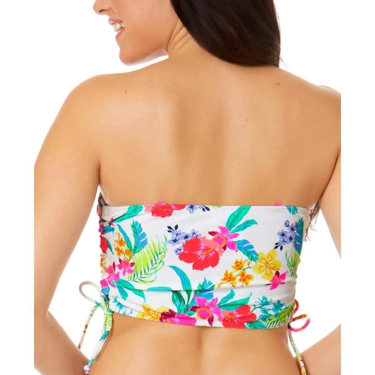 Salt   Cove Womens Juniors Beachwear Floral Print Bikini Swim top White S
