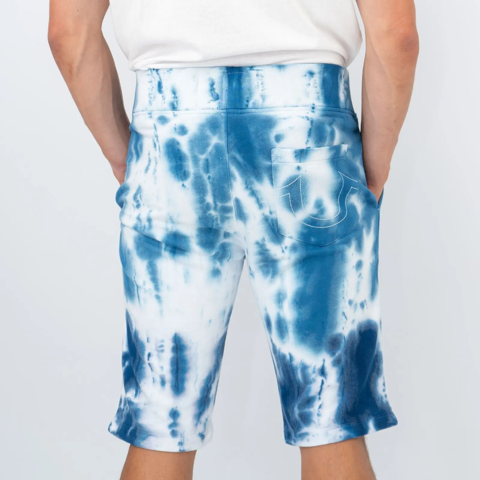 True Religion Mens Shorts Blue Tie Dye