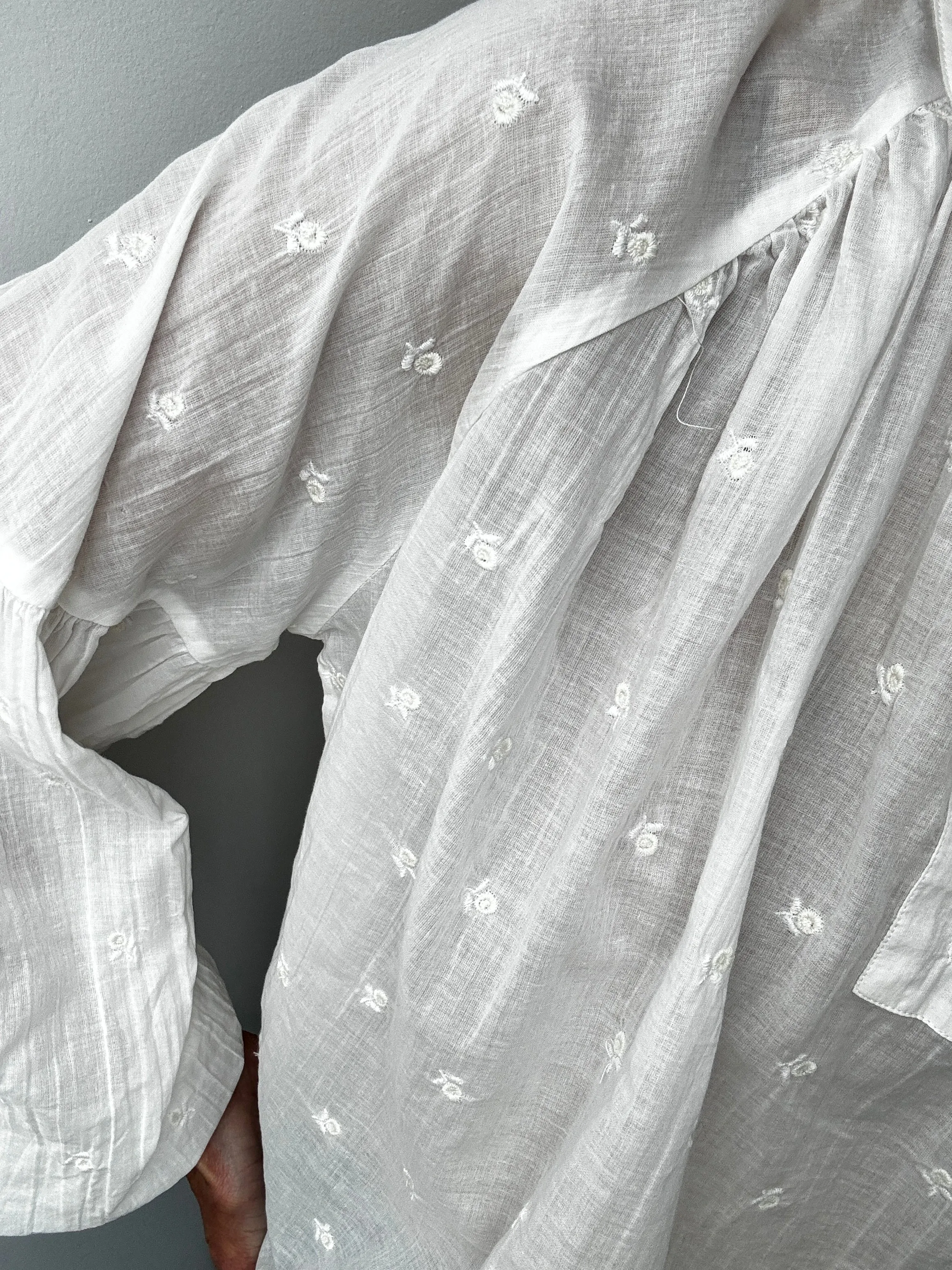 Voile Cotton Drop Shoulder Blouse White