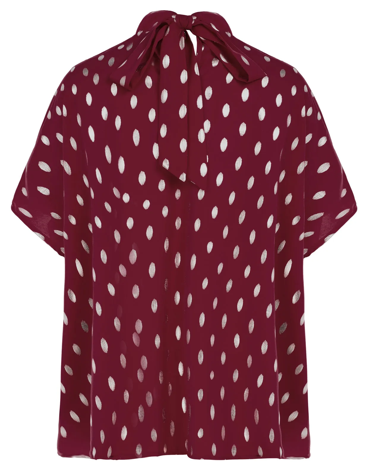 Women’s Batwing Sleeve Blouse Tops Mock Neck Polka Dot Blouses Casual Tie Back Drape Shirts