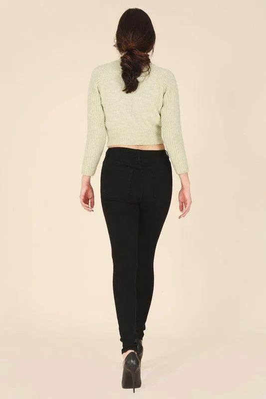 Womens Black Tapered Leg Skinny Jeans