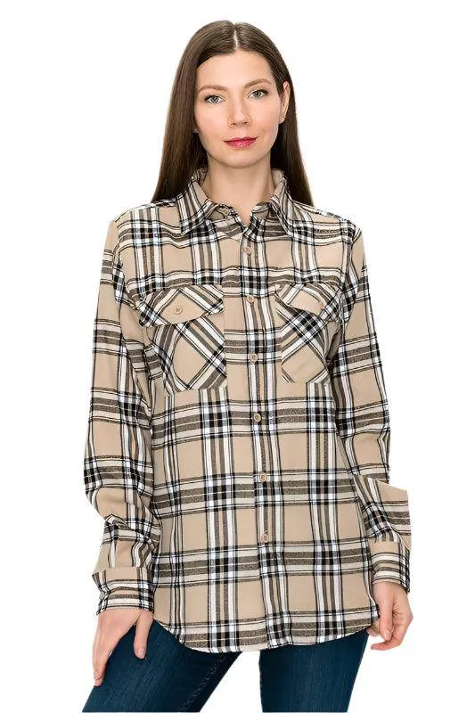 Womens Boyfriend Long Sleeve Flannel
