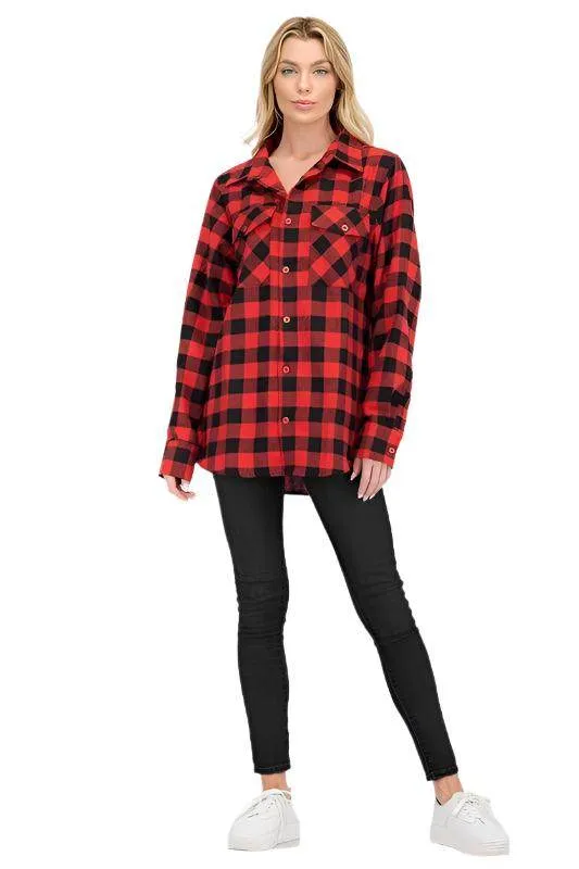 Womens Boyfriend Plaid Flannel Shirts
