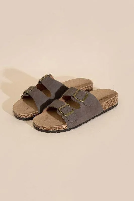 Womens Buckle Strap Slides